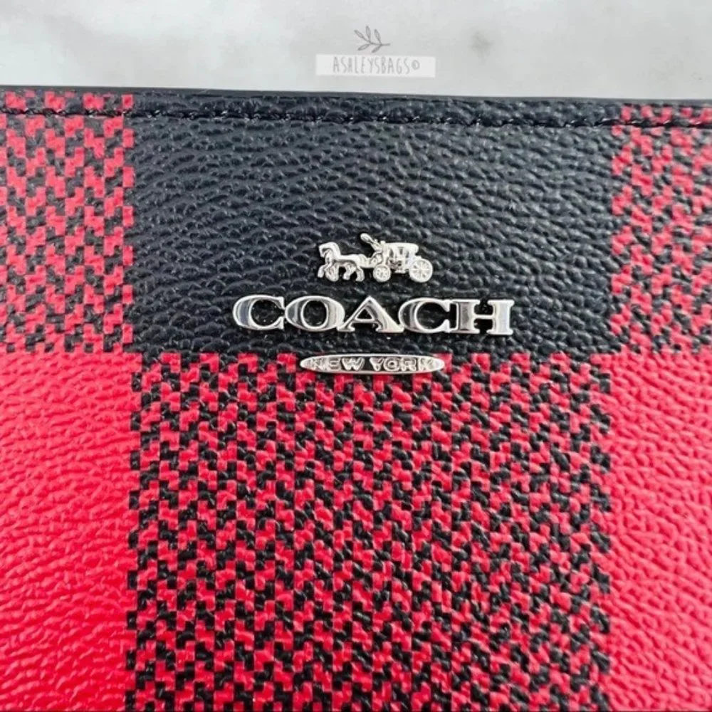 Coach Slim Wallet In Signature Canvas With Buffalo Plaid Print - Picture 2 of 5
